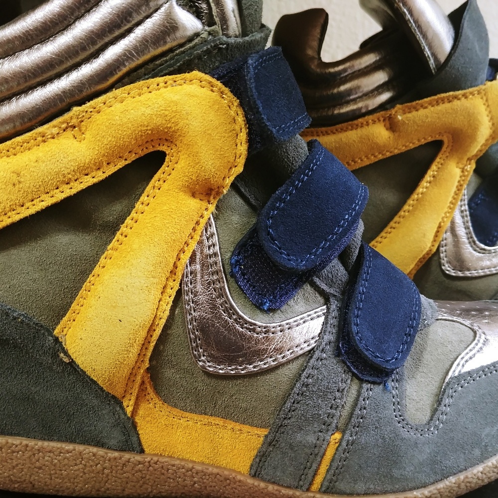 Hilight Blue&Yellow Wedge Sneakers